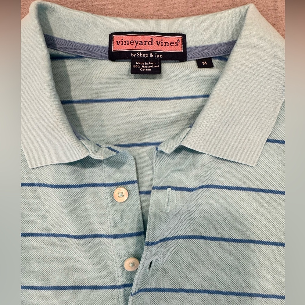 Vineyard Vines Men's Polo Shirt 100% Cotton Blue Stripes Size M